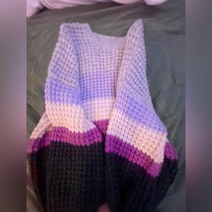 purple pink and black knitted sweater